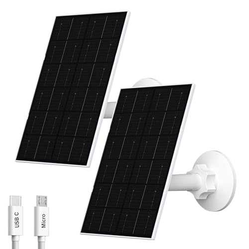 Image of Zivif 4W Solar Panel for Security Camera, USB/USB-C Solar Charger, 2 Pack