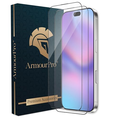 Image of ArmourPro Tempered Glass for iPhone 17 Pro - 9H Anti Scratch Screen Protector, Edge to Edge Coverage, HD Clarity, Smooth Touch, Case Friendly | Black, Pack of 2