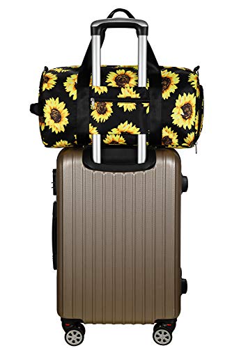 Sport Gym Duffle Travel Bag Women Ladies with Shoe Compartment, Wet Pocket (E0110 SunFlower)