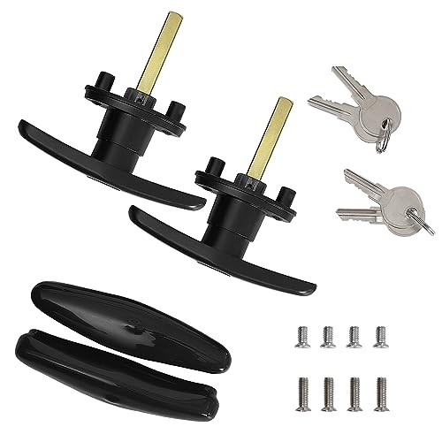 Wedelweib T-Handle for Truck Camper Shell Truck Cap Locking T-Handle with Dust Cover for Truck Canopy-2 Pack clockwise and Counter-clockwise with 4 KeysKey Alike