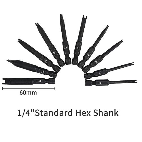 Spanner Bit Set (10 Pack - 2.3" Long Magnetic Heads) Spanner Fork Snake-Eye Security Screwdriver Bit Sizes: 4, 6, 8, 10, 12 (2 of Each Size) - Image 2