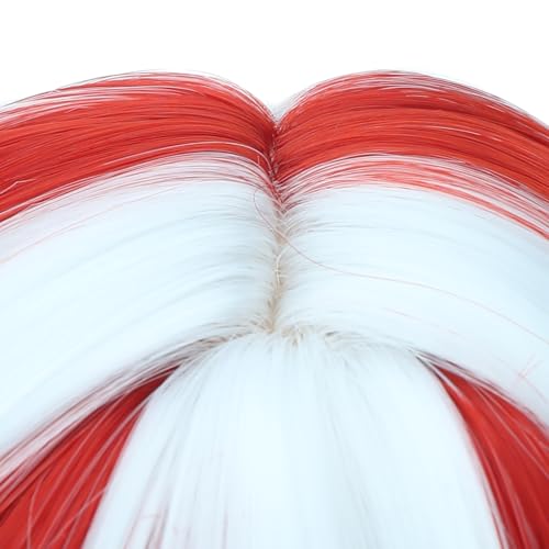 Image of PATTNIUM White and Red Bob Wig for Kids Girls Short Straight Wig with Bangs Cosplay Party Synthetic Rose Net Daily Wear Wig