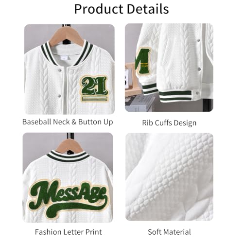 HIHA Boys Baseball Jackets Kids Varsity School Jacket Letterman Outerwear Fall Winter Coat4