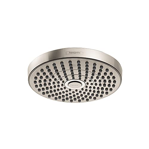 hansgrohe Croma Select S 7-inch Water Saving Low Flow Showerhead Modern 2-Spray Rain, IntenseRain with QuickClean in Brushed Nickel, 04388820