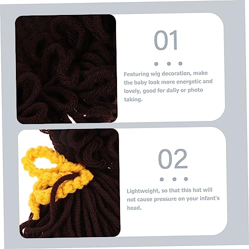 Adorable Winter Knit Hat with Wig Decoration for Boys and Soft Warm Beanie for Daily Wear and Photo Sessions for Years Coffee4