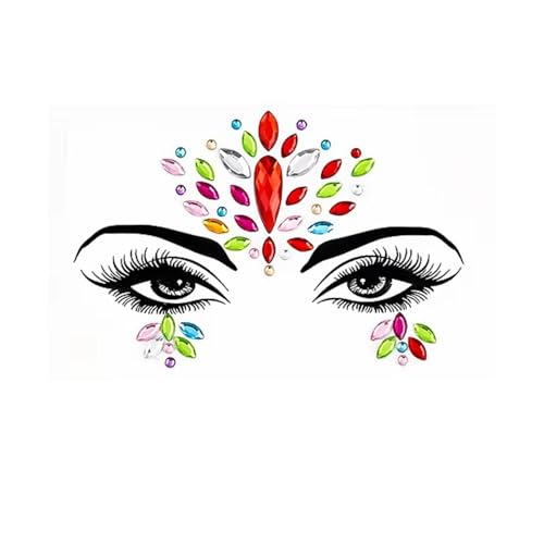 Image of Face Gems Rhinestone Face Decoration Jewelry Stickers, Mermaid's Tears Makeup Stickers | Temporary Crystal Face Jewels for Festivals, Parties, and Raves (1-Set) Multicolor (C5)