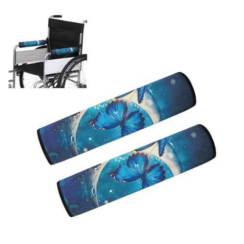 Cugasmaru Butterfly Moon Wheelchair Arm Covers Aesthetic Armrest Protector Accessories Non-Slip Universal Replacement Neoprene Arm Pad Parts Compatible with All Brands (Pair,13 inch)