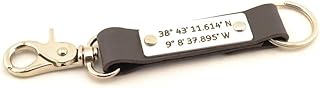Coordinates Leather Keychain - Personalized Latitude Longitude - Men Wedding Anniversary Gift