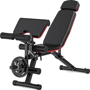 Fostoy Adjustable Weight Bench, Workout Bench Press for Home Gym, Strength Training Bench for Full Body, Exercise Sit Up Bench with Leg Extension & Preacher Pad Incline Decline Flat 2024-New Version