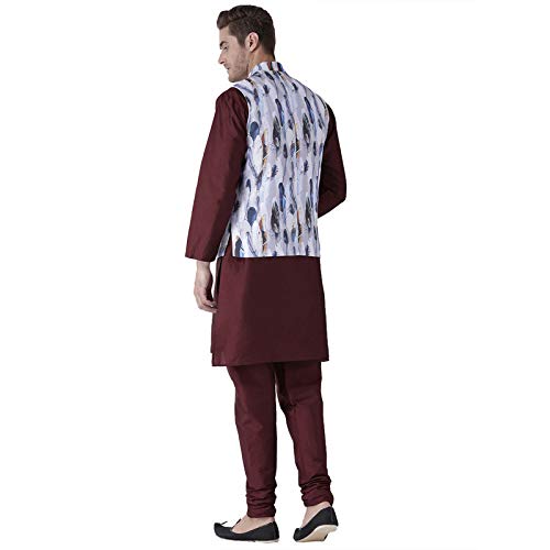 Image of hangup 3 Pc Kurta Pajama Set for Men (3PC 11AMaroon KPW)