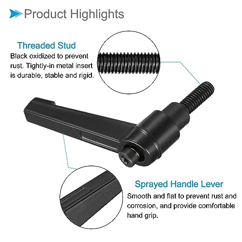 Image of Clamping Lever Handles, M6 x 15mm Male Thread, Adjustable Quick Release Locking Rotating Bolt Knobs Black - (Applications: for Lathe Machinery), 1-Piece