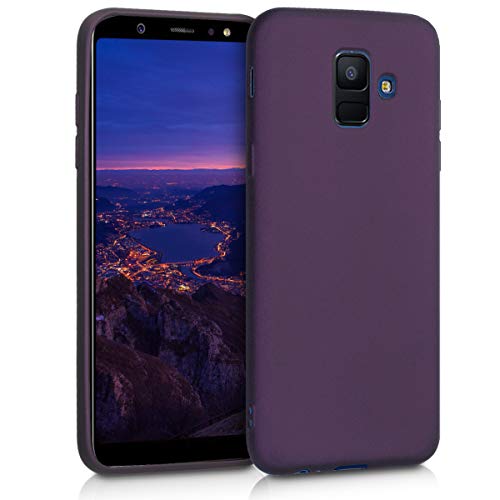 kwmobile Case Compatible with Samsung Galaxy A6 (2018) Case - Soft Slim Metallic TPU Silicone Cover - Metallic Berry