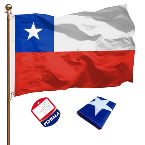 FLYBALA Chile Flag 3x5 Ft, Polyester Chilean National Flag Double Stitched Brass Grommets Fade Resistant for Yard, Home, Party, Holiday, Event Indoor Outdoor Decor