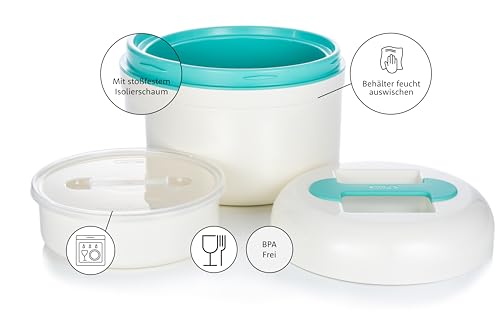 Foto von My.Yo® Joghurtbereiter ohne Strom – Farbe Mint – inkl. 2X Bio-Joghurtferment – BPA-freier Innenbehälter, spülmaschinengeeignet – für 1 L frischen Joghurt zuhause