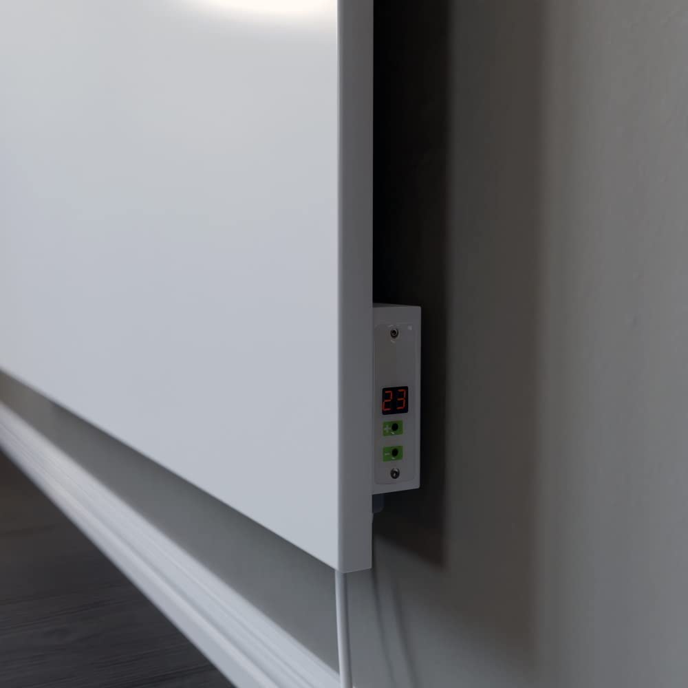 XIMAX Grzejnik elektryczny na podczerwień, z rolkami i termostatem pokojowym, mobilne ogrzewanie postojowe, 500 W, 500 x 750 mm, 230 V (50 Hz), biały, do pomieszczeń do 10 m²