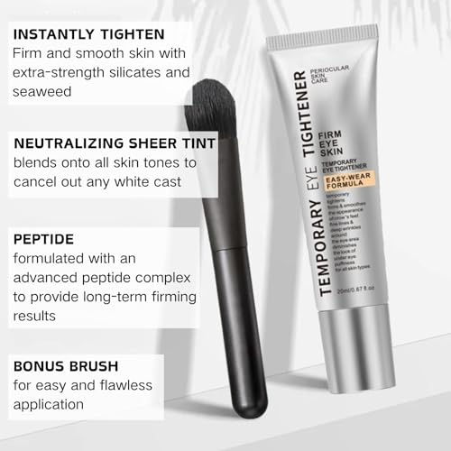 Deep Temporary Eye Tightener - Eye Tightening Cream Instant - Instant 𝐄𝐲𝐞 Bag Tightener with Brush - Reduces Fine Lines & Wrinkles Under E-ye Cream foe Women - Gentle 𝐄𝐲𝐞 Bags Remover Women