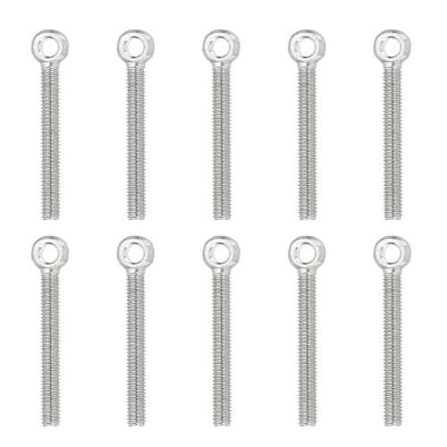 PATIKIL M6x54mm Bulloni Ad Occhio Con Spalla Per Sollevamento, 10 Pcs Bulloni A Vite Con Spalla Per Sollevamento Macchinari 304 Acciaio Inox Vite Filettata Ad Occhio, Argento