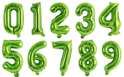 Image of TONIFUL 16 Inch 10 Pcs Light Green 0-9 Birthday Number Balloons