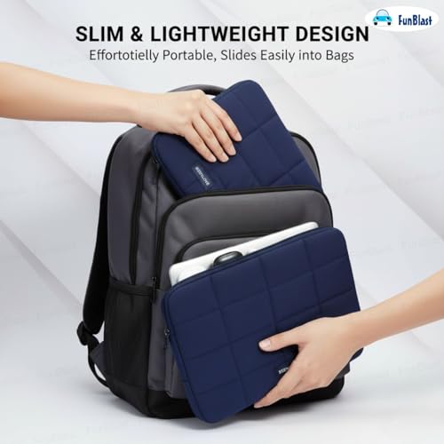 Image of FunBlast Padded Laptop Cover Bag - Laptop Sleeve Bag, Multifunctional Shockproof, Waterproof Laptop Case, 14 Inches Business Bags for Business, Travel, College (Navyblue)