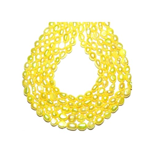 NP437 Yellow 7mm - 8mm Baroque Cultured Freshwater Pearl Beads