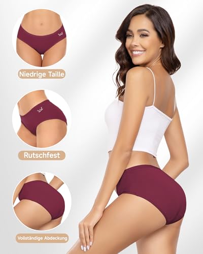 PULIOU Unterhosen Damen, 6er Pack Baumwolle Unterwäsche Frauen, Stretch Atmungsaktiv Damen Unterwäsche, Dunkle M