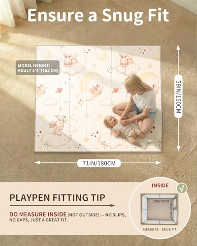 Baby Play Mat, 59x71 Inch Foldable Play Mats for Babies and Toddlers, Waterproof & Anti-Slip Portable Baby Floor Mat for Tummy Time, Baby Mat for Floor with Travel Bag - Image 5