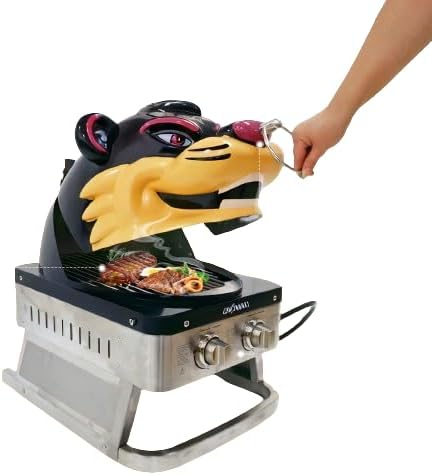 Cincinnati Bearcat - Parrilla de gas propano portátil, 16,000 BTU con 2 quemadores, control de temperatura dual para portón trasero, caravana,