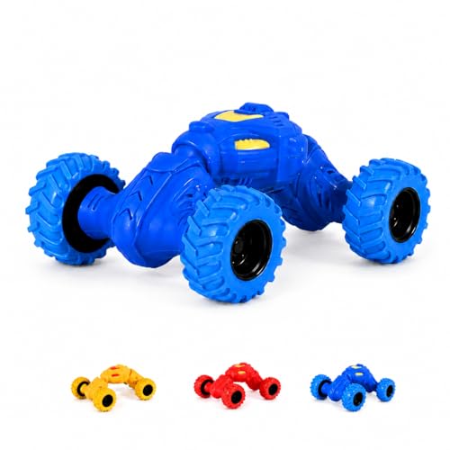 Image of 360 Stunt Toy Car with Big Off-Road Wheels, Flexible Twisting Action Vehicle, Durable Plastic Mini Monster Car, Assorted Multicolour Design (Pack of 1)