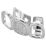MALUGOGO Tapas plateadas para parrilla de dientes de hip hop para hombres y mujeres, circonita hueca, diseño mixto, joyería de dientes, accesorios cómodos y elegantes para la boca para fiestas