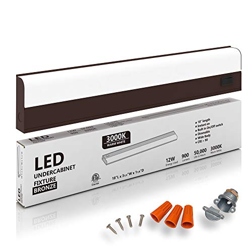 Hardwired LED Under Cabinet Task Lighting - 12 Watt, 18', Dimmable, CRI90, 3000K (Soft White...
