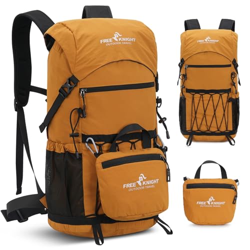 Sac à dos de randonnée pour homme et femme, petit sac léger jaune 25l