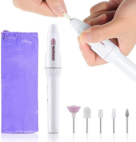 Mesiyun Portable Electric Nail Art Buffer Drill Multi-Function Fingernail Manicure Grinder Kit Toe Polisher Pedicure Machine for Home Salon 5 in 1 Set