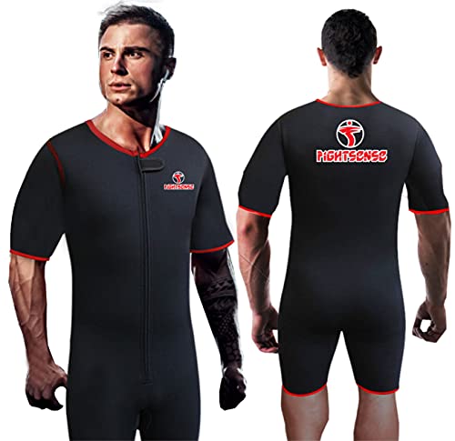 FIGHTSENSE Sauna Suit Neoprene Sweat Shirt Weight Loss Slimmimg MMA Fitness Gym Exercise Training (Black, Large)
