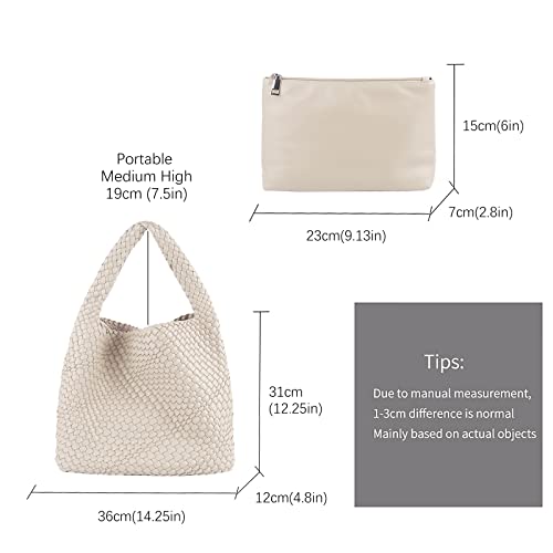 Bolso Tote tejido para mujer, grande, de cuero vegano miniatura 3