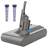 Battery Replacement for Dyson V8, 21.6V 4500mAh Li-ion Battery Compatible with SV10 V8 Animal AbsoluteMotorhead Carbon Fiber Fluffy Series Cordless Vacuum