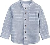 Schicker Stehkragen LUPILU PURE COLLECTION Baby Jungen Hemd Leinenhemd, Langarm (hellblau gestreift, Gr. 56)