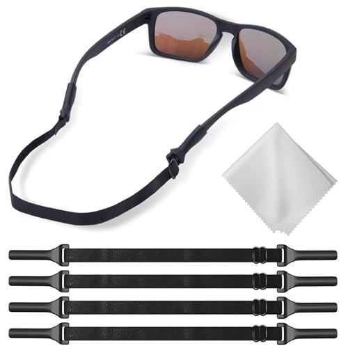 Buyisgle Kids Eyeglasses Strap 4-Pack, Adjustable, Black