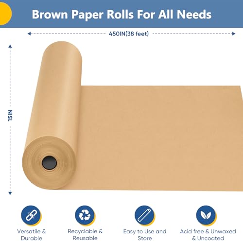image for Donyang Brown Wrapping Paper, Kraft Paper Roll, Craft Decorative Paper