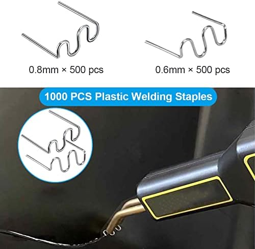 WENRERO 1000 PCS Hot Staples Wave Welding Rods Plastic Welding Staples Car Auto Bumper Repair Welding Wire for Repair Machine Car Bumpers Dashboards Lamp Holders Plastics Rings, 0.6mm & 0.8mm