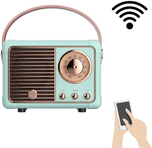 Pale Blue Vintage Retro Style Bluetooth Speaker | Classic old style radio design | Small Compact Portable Design | Cute Wireless Speaker | Connect Android | iOS | PC | Laptop | Novelty Retro Decor
