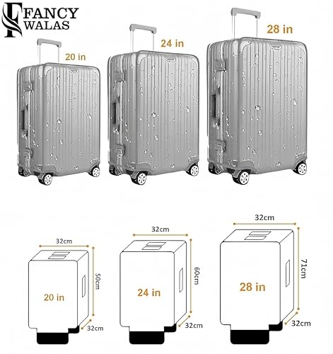 Image of 24 Inch Trolley Bag Cover /Suitcase Bag Cover /Waterproof Dustproof Luggage Cover for Wheeled Luggage /Zippered Clear PVC Suitcase Covers Protectors (Medium, 24 inch, Set of 1)