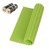 Double-Sided Silicone Sushi Rolling Mat - Non-Stick Makisu & Swiss Roll Cake Maker, BPA-Free Food Grade - Dishwasher Safe, Reusable & Eco-Friendly Sushi Making Kit for Beginners - 8.66"x7.87" Green
