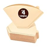 Lot de 100 filtres à café coniques #4 en papier filtre naturel non blanchi pour cafetière de 8 à 12 tasses, compatible avec machine à café Ninja Drip et à verser sur la cafetière