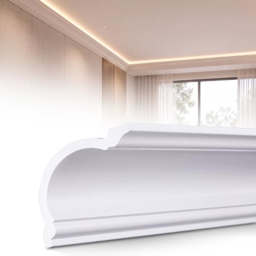 Image of Pushglossy 8 PC 47.2 inch(Total 31.5ft) Ceiling Crown Molding with LED Duct Kit