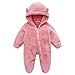QotLoyi Baby Snowsuit,Baby Bear Onesie Fuzzy Fleece Jumpsuit Warm Long Sleeve Hooded Rompers Infant Snowsuit Winter Outfits for Girls Boys Pink