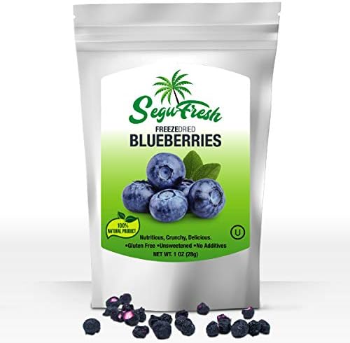 SeguFresh Freeze Dried Blueberries 100% Natural Food Product | Nutritious and Delicious | Crunchy | Gluten-Free & Vegan | No Additives | Healthiest Snacks Pack Ever in Resealable Bag (pack of 2)