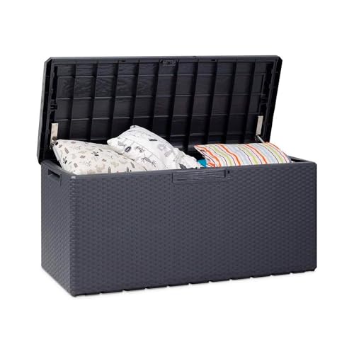 Avilia Baúl portaobjetos con asiento y cojín de exterior 340L – Antracita