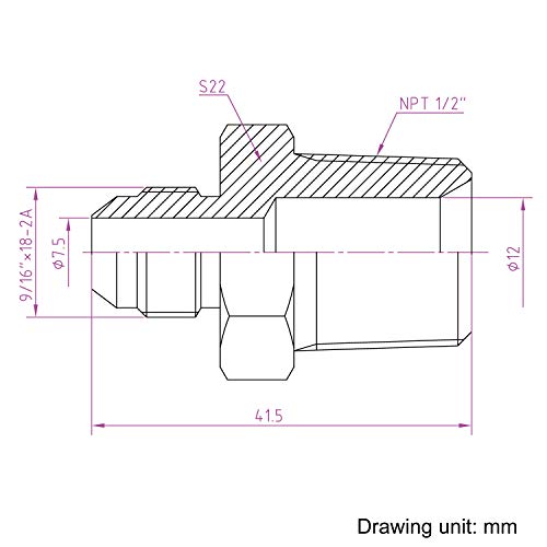 Image of HFS(R) 1 /2 inch NPT Male to 3 /8 inch JIC Male Adapter Flared Tube Fitting Pipe Connector Stainless Steel 304