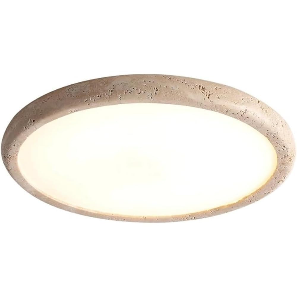 LUOYAOB Modern Travertine Acrylic Flush Mount Ceiling Light Round Natural Stone Ceiling Lamp 3 Color Lighting Fixture for Bedroom Study Living Room Hallway Entryway(Medium)