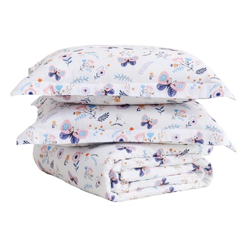 Image of Yibeizi Floral Butterfly Comforter Set for Girls Full Size Bedding